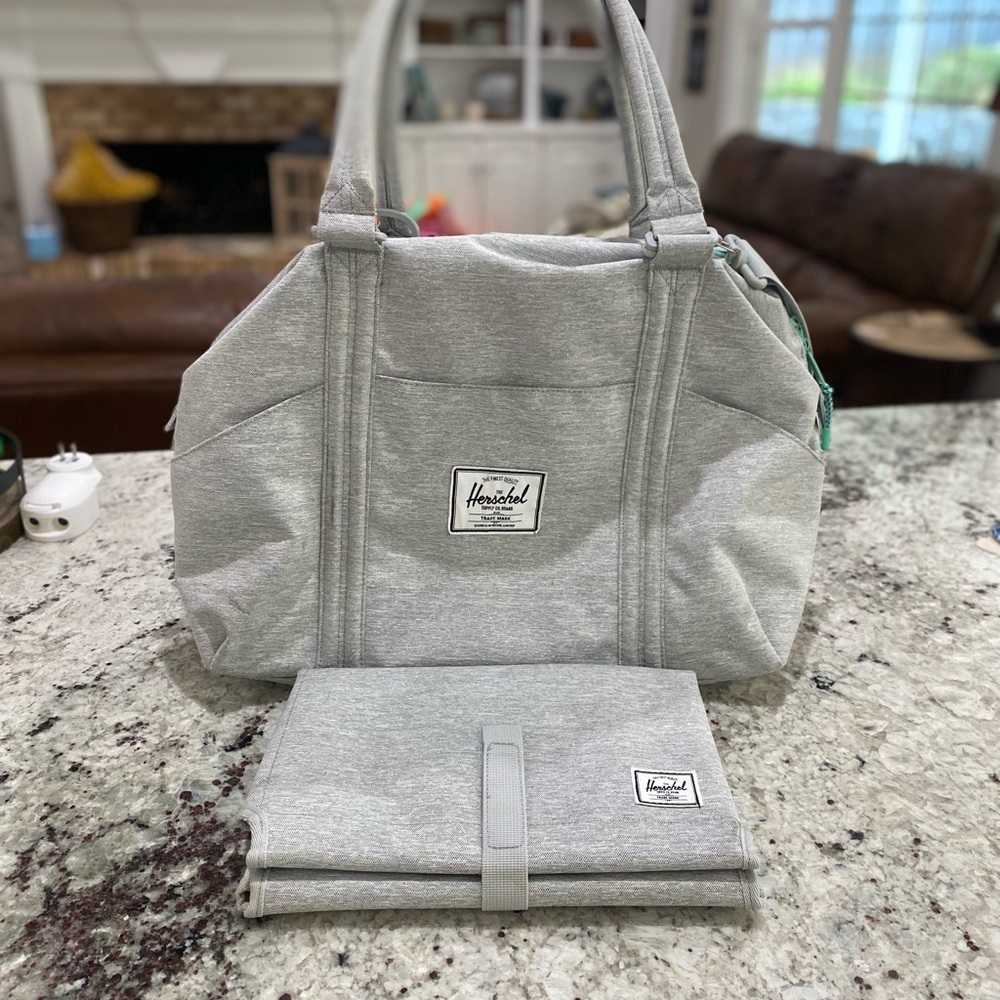 Herschel Light Grey Crosshatch/Lucite Green Diaper Bag